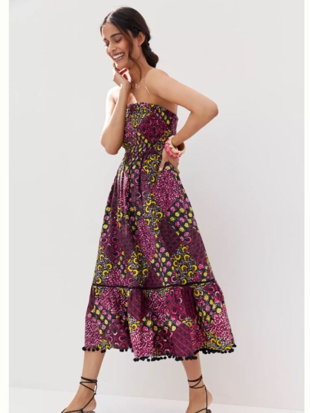 Anthropologie Smocked Abstract Dress XS